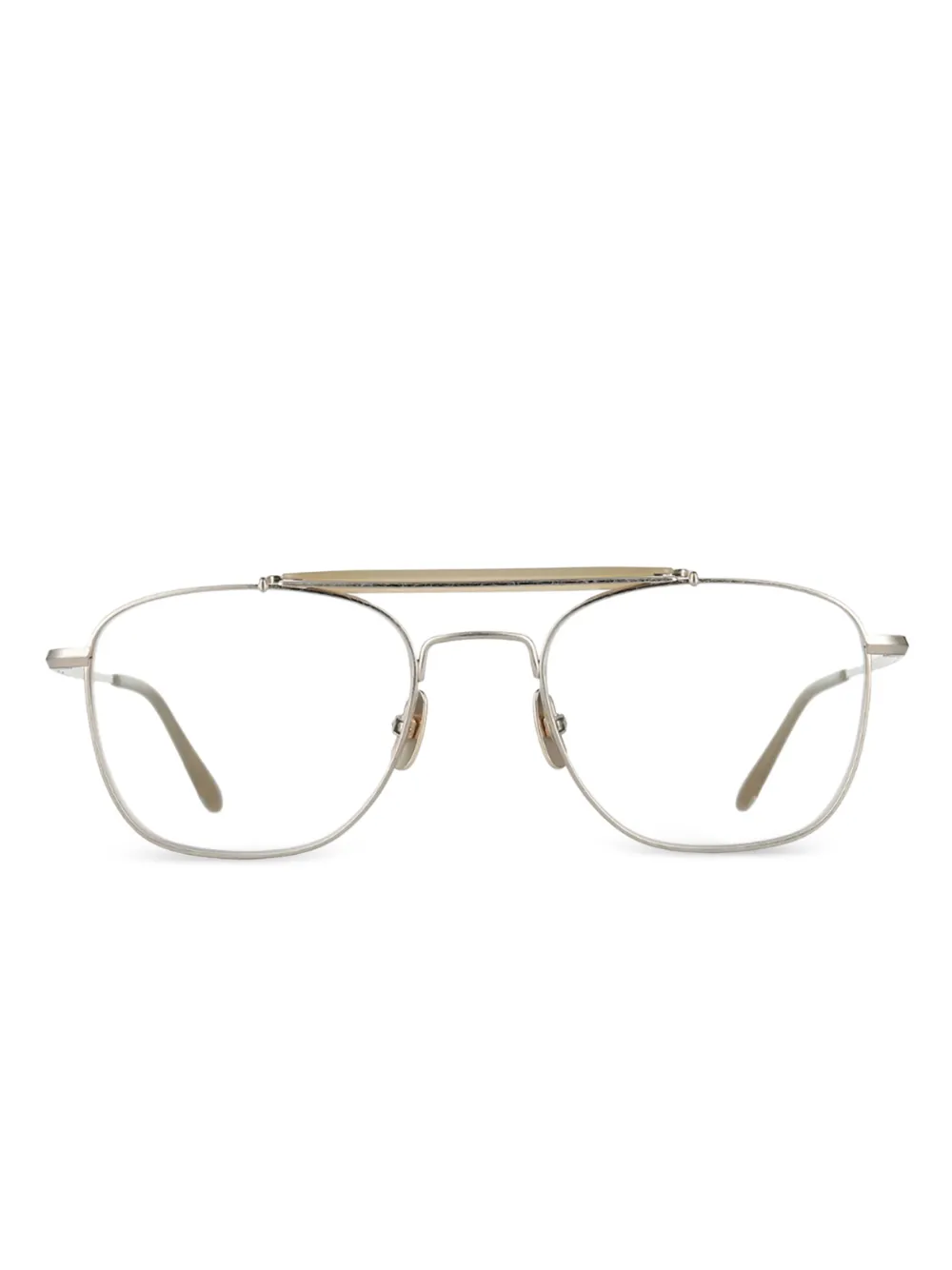 Yellows Plus Tyrone browline glasses | Silver | Image 1