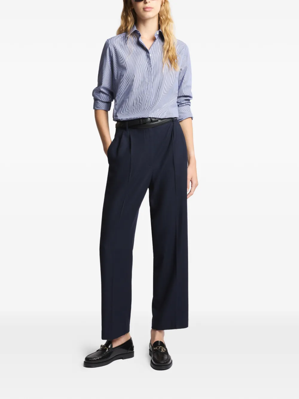 Fay striped slim shirt - Blauw