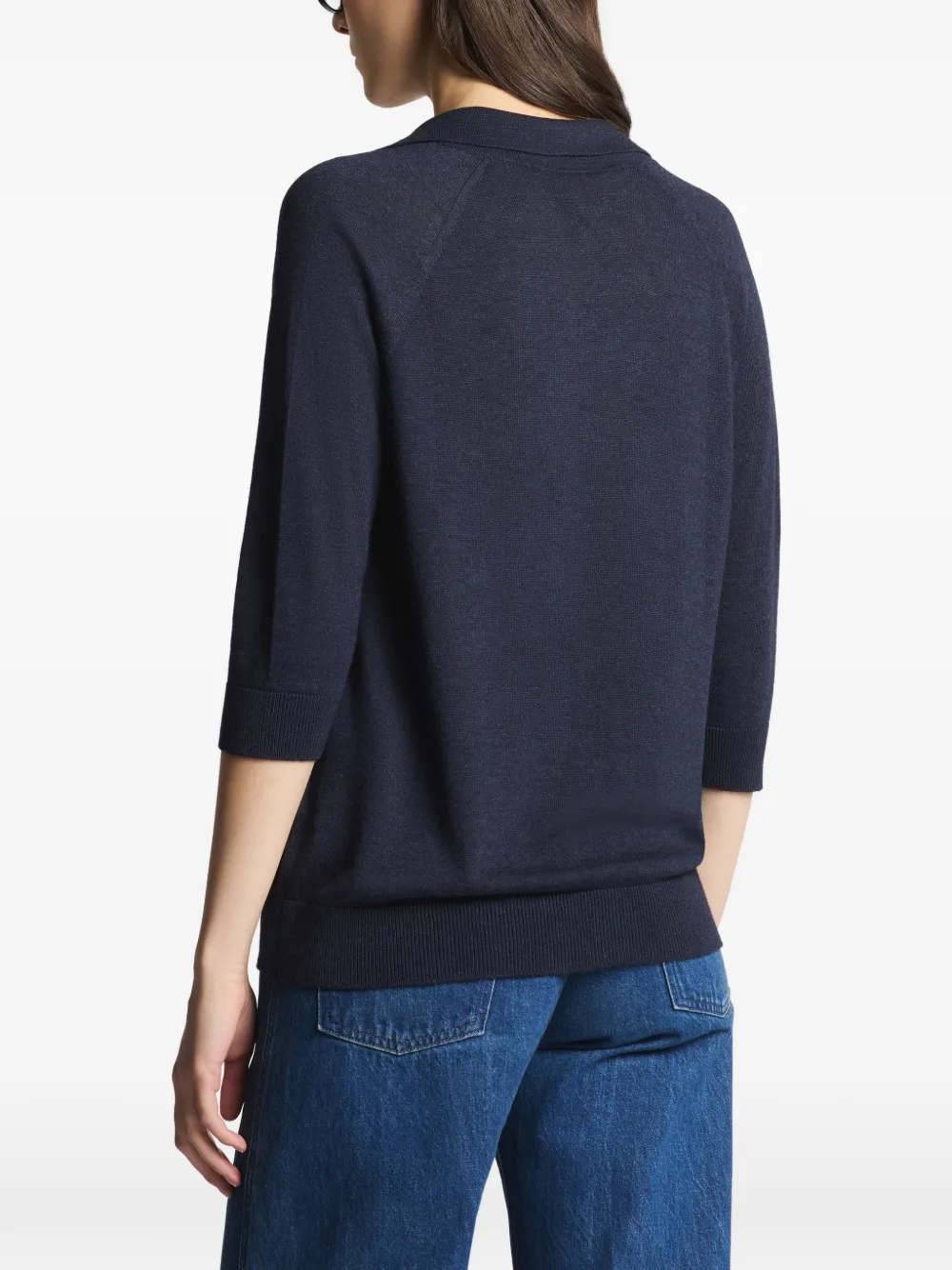 Three-Quarter Sleeve Polo Sweater