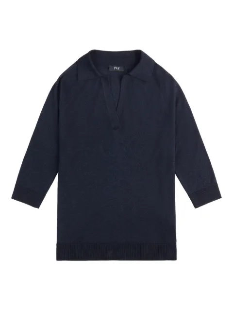 Fay three-quarter sleeve polo sweater