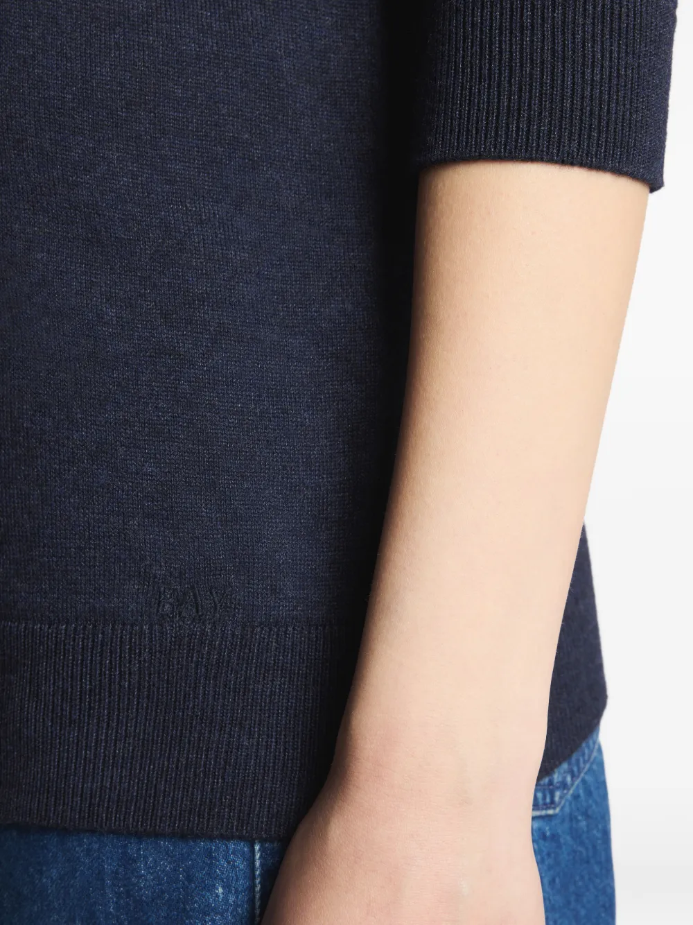 Three-Quarter Sleeve Polo Sweater