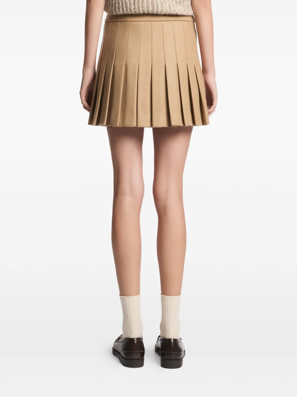Pleated Buttoned Mini Skirt