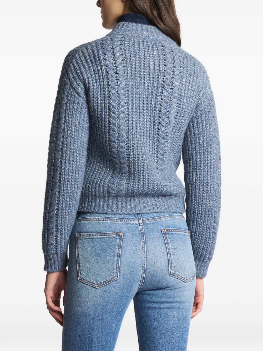 cable-knit zip-up cardigan
