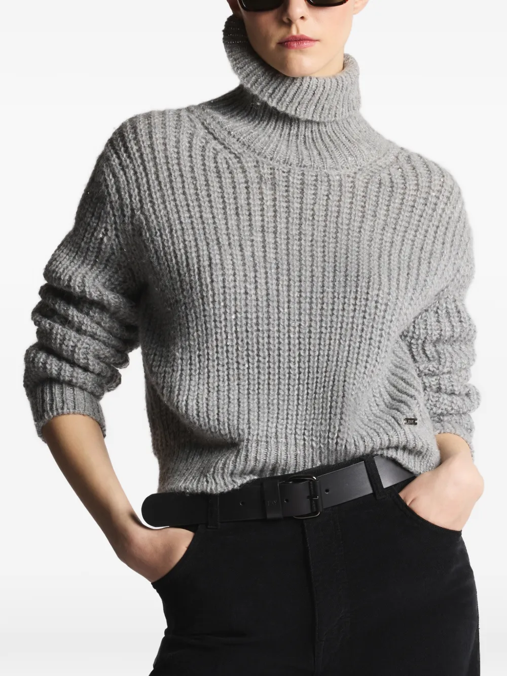  Fay Long-sleeve Turtleneck Sweater - Grey 