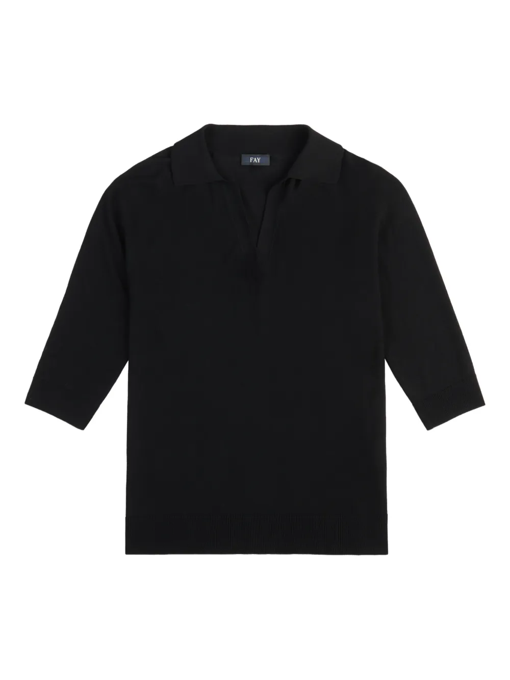 Fay three-quarter sleeve polo sweater - Schwarz