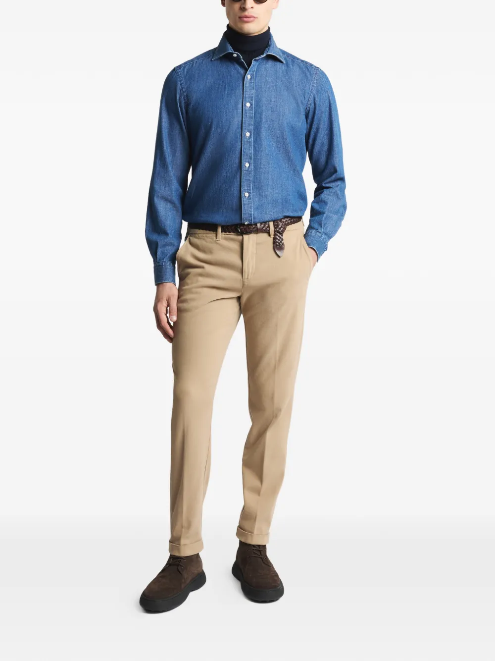 Fay french collar shirt - Blauw