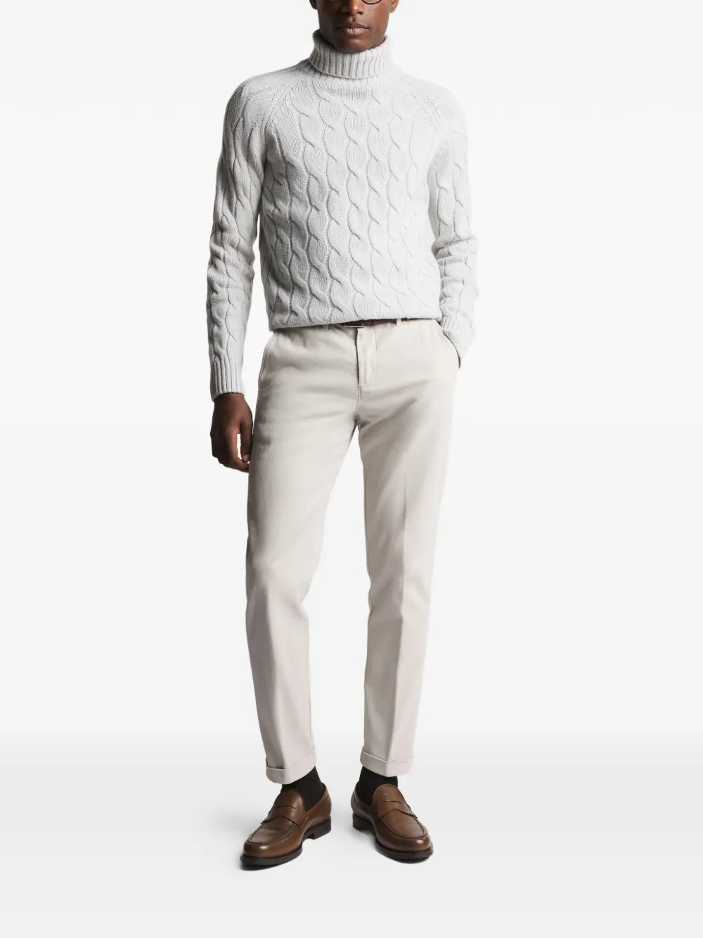 Fay cable knit roll-neck sweater - Grijs