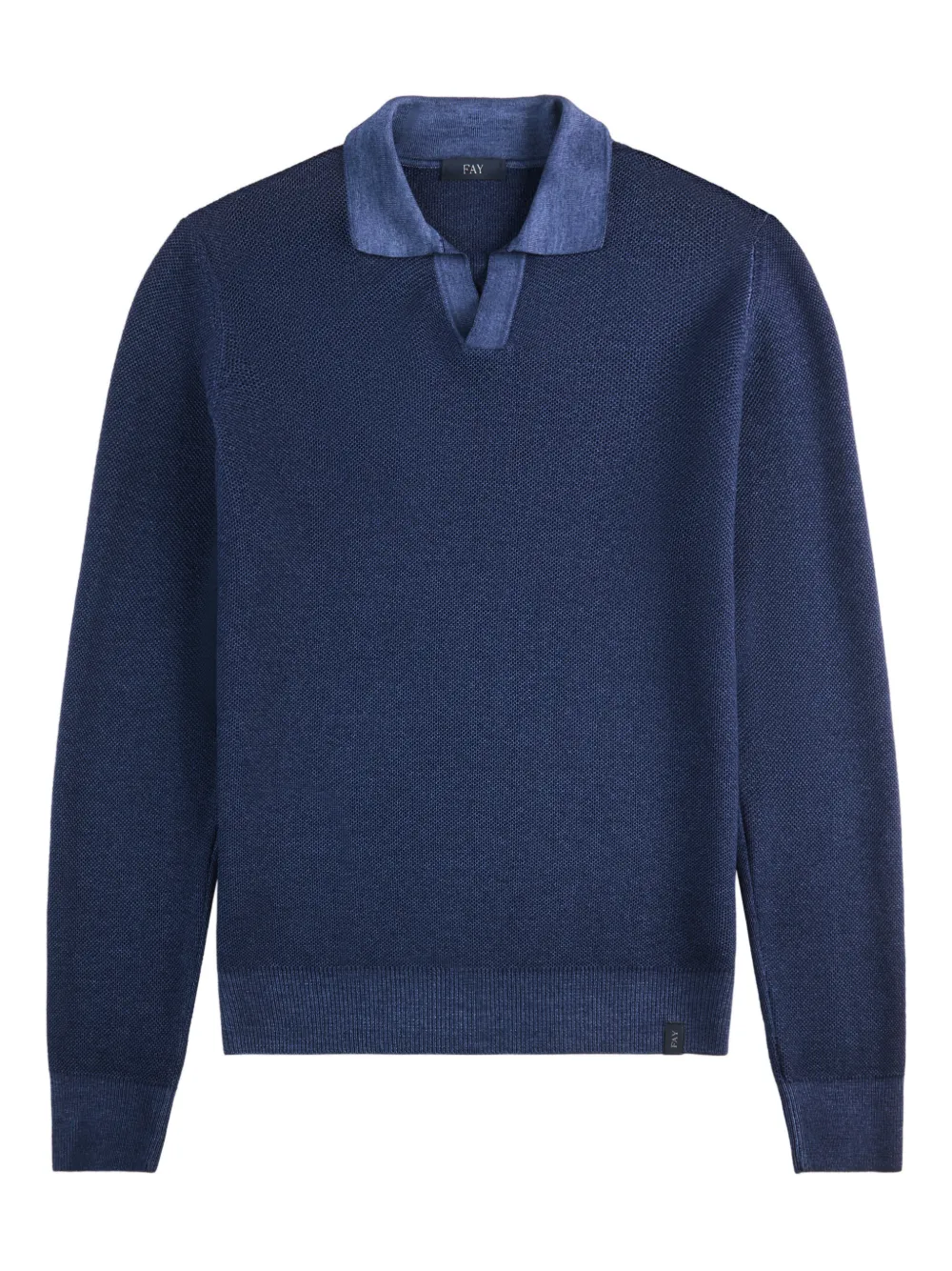 Fay honeycomb knit polo shirt - Blu