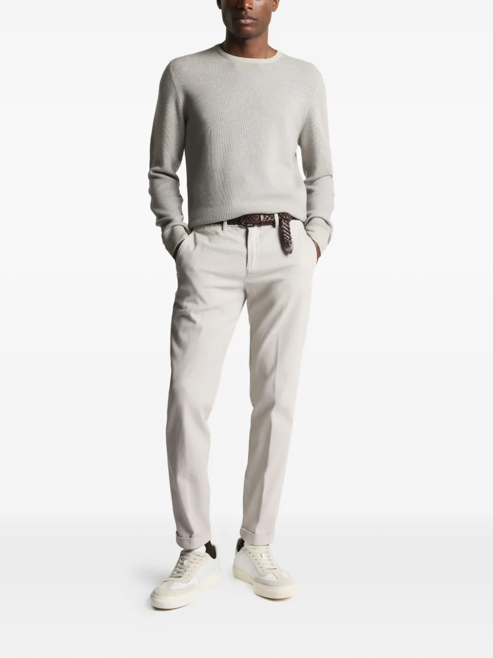 Fay honeycomb crew-neck sweater - Beige