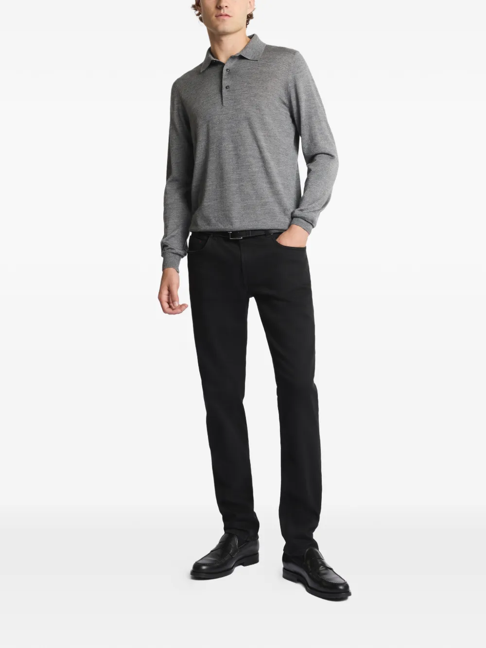 Fay long-sleeve polo shirt - Grijs