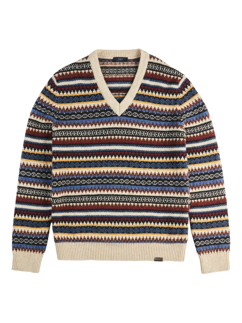 Fay jacquard V-neck sweater - Toni neutri