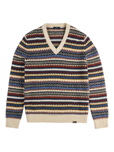 Fay jacquard V-neck sweater