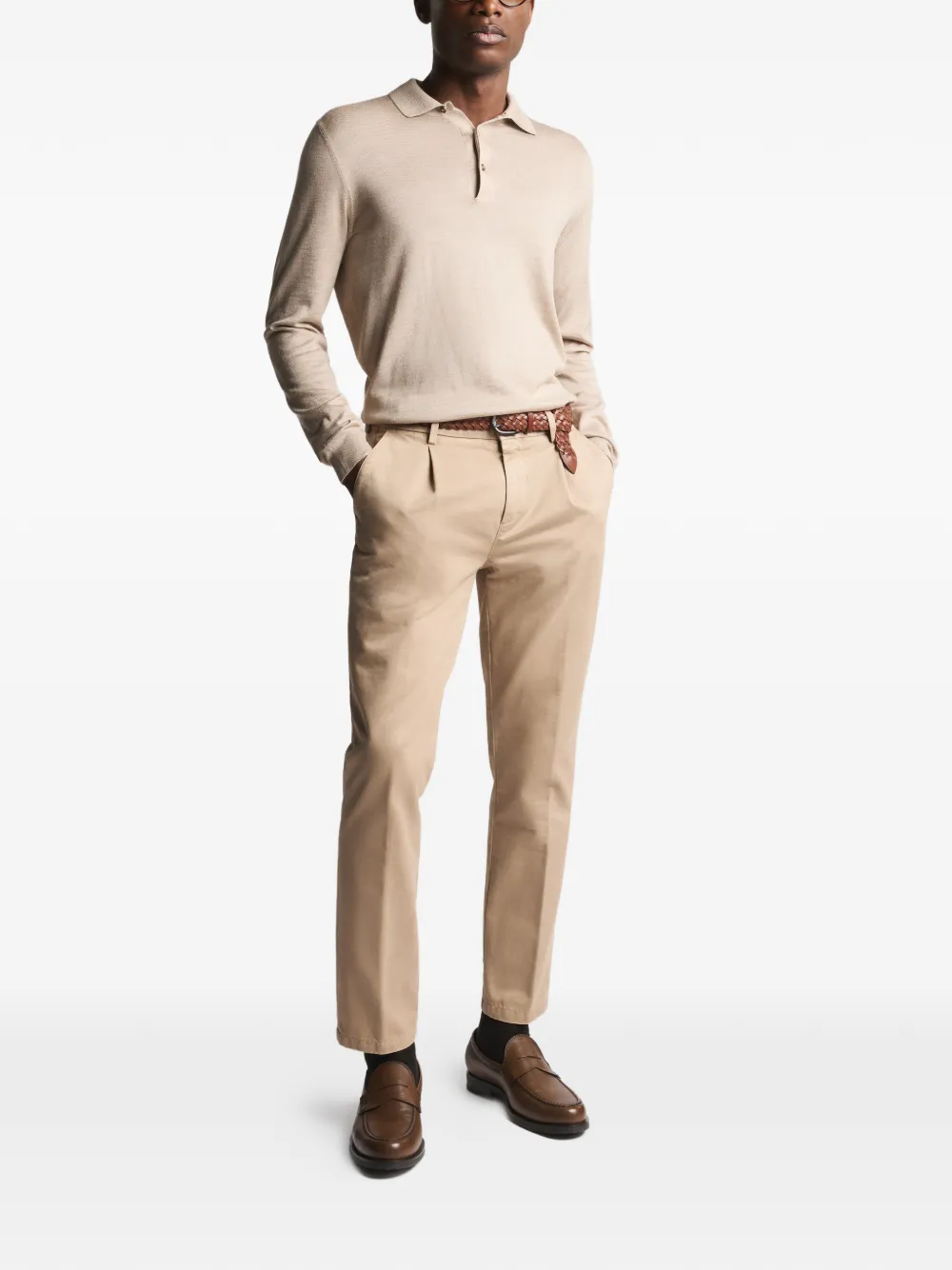 Fay long-sleeved polo shirt - Beige