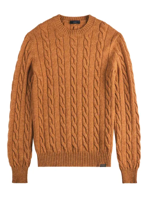 Fay cable-knit round-neck sweater