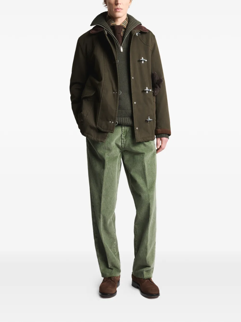 Fay pleated corduroy trousers - Groen