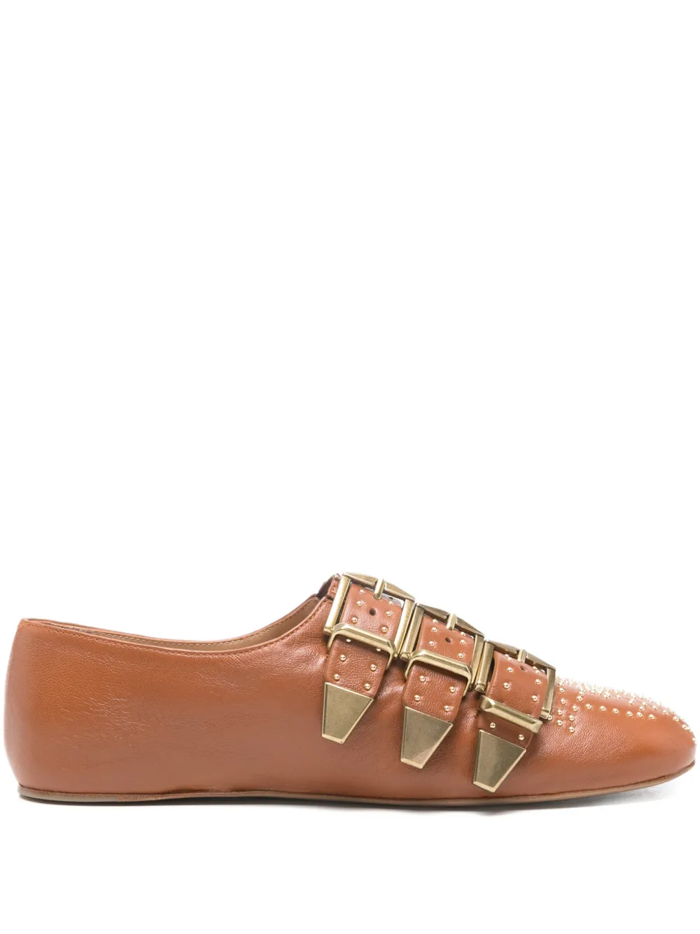Chloé Susanna buckle studded shoes - Marrone