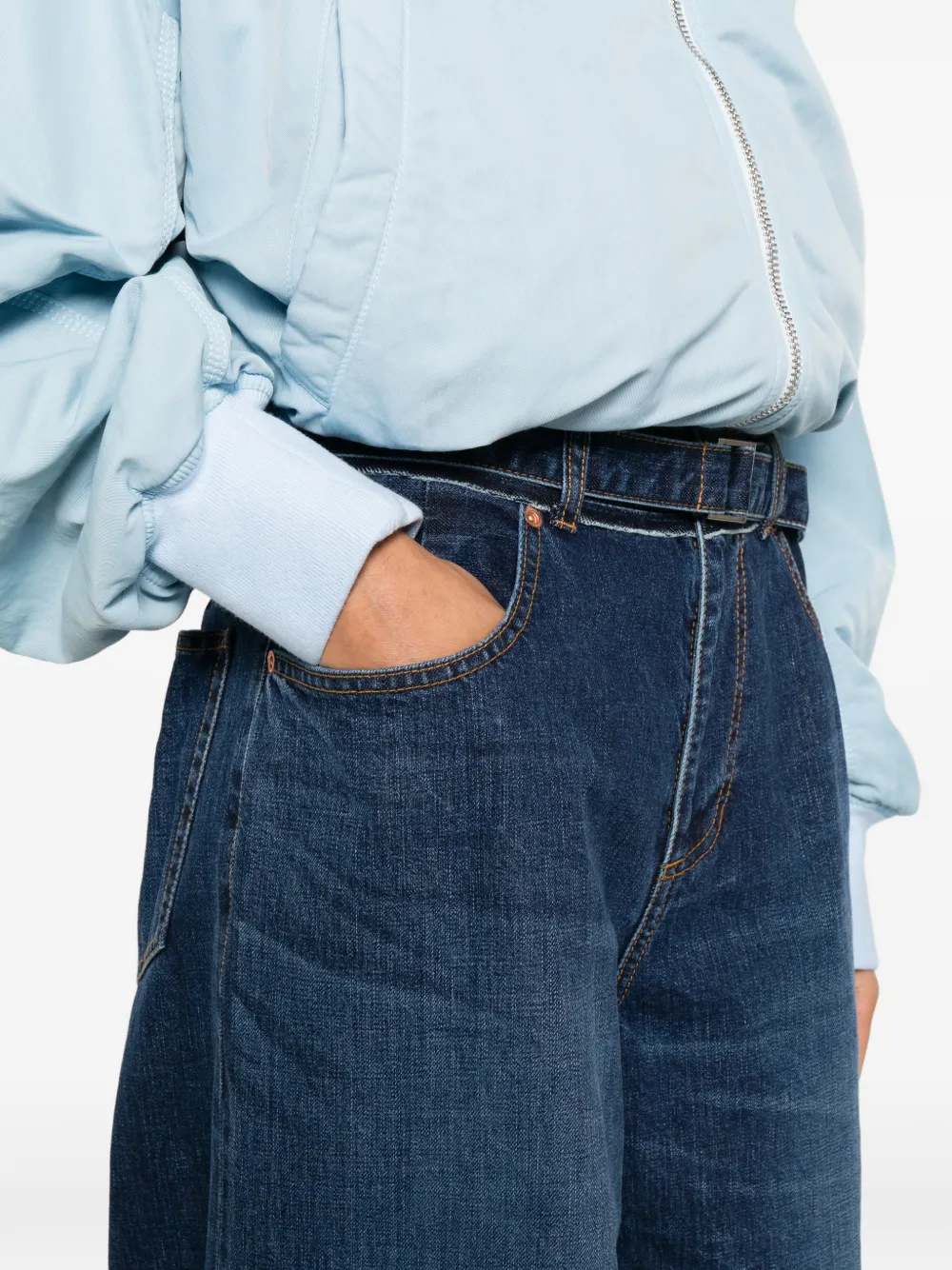 sacai Jeans met riem Blauw