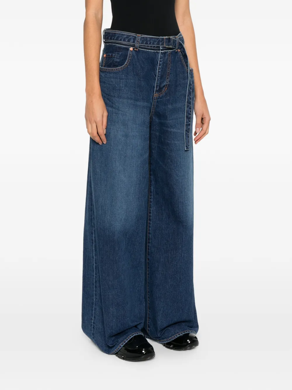  Sacai Vaqueros Con Cinturón - Azul 