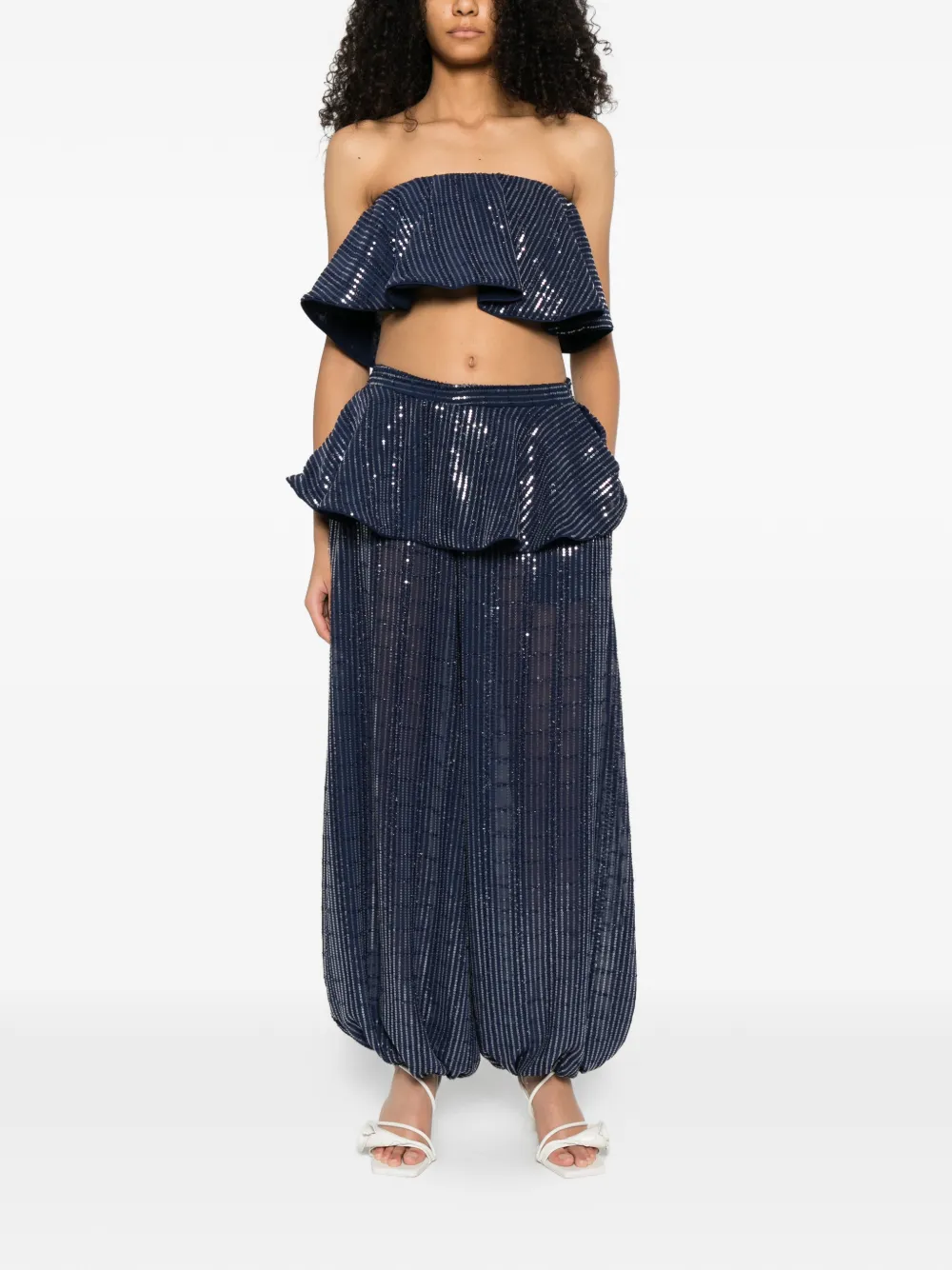 Adriana Degreas Broek verfraaid met pailletten - Blauw