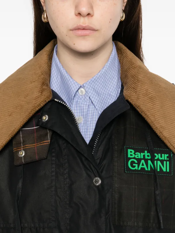 Barbour x Ganni Waxed Duffle Coat | Black | FARFETCH
