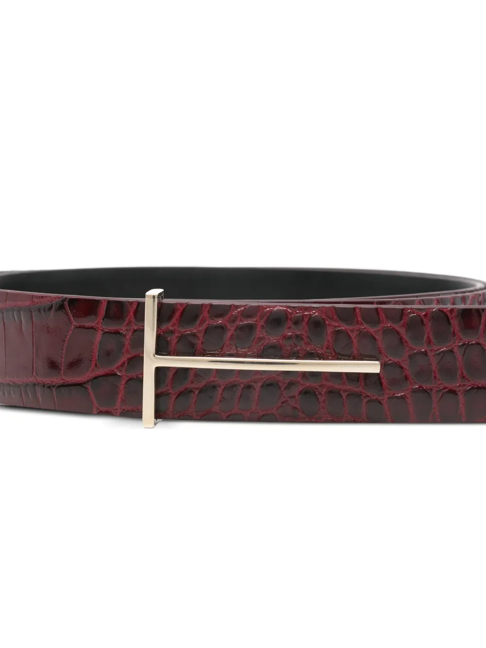  Tom Ford Embossed-leather Belt - Red 