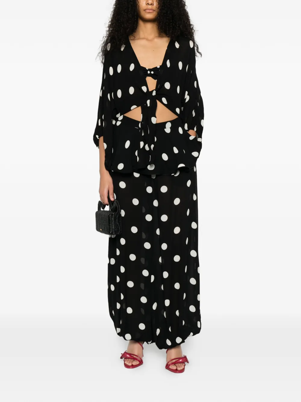 Adriana Degreas Blouse met stippen - Zwart