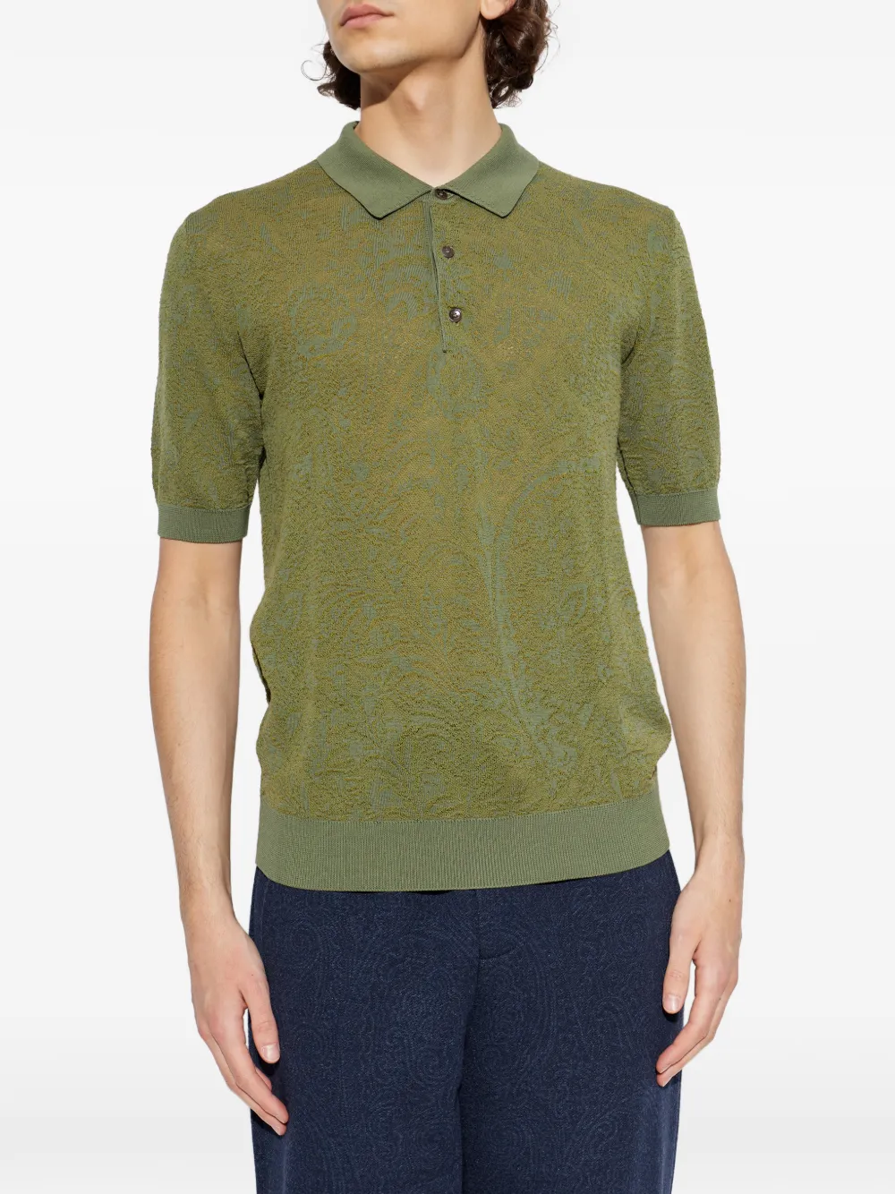  Etro Patterned Polo Shirt - Green 