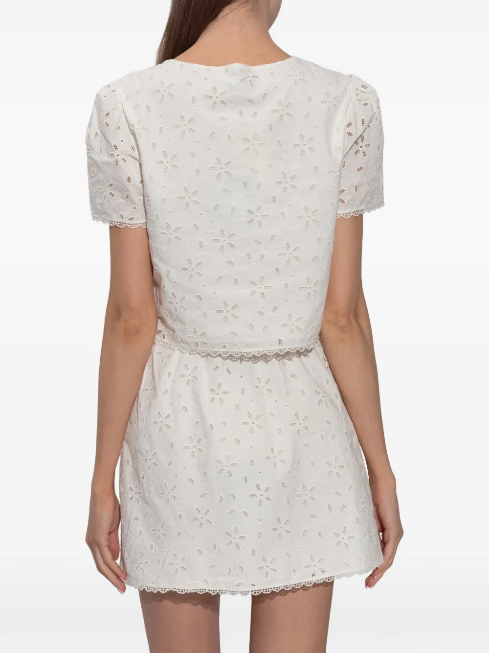 Posse Salma cropped top met geborduurde bloemen Wit