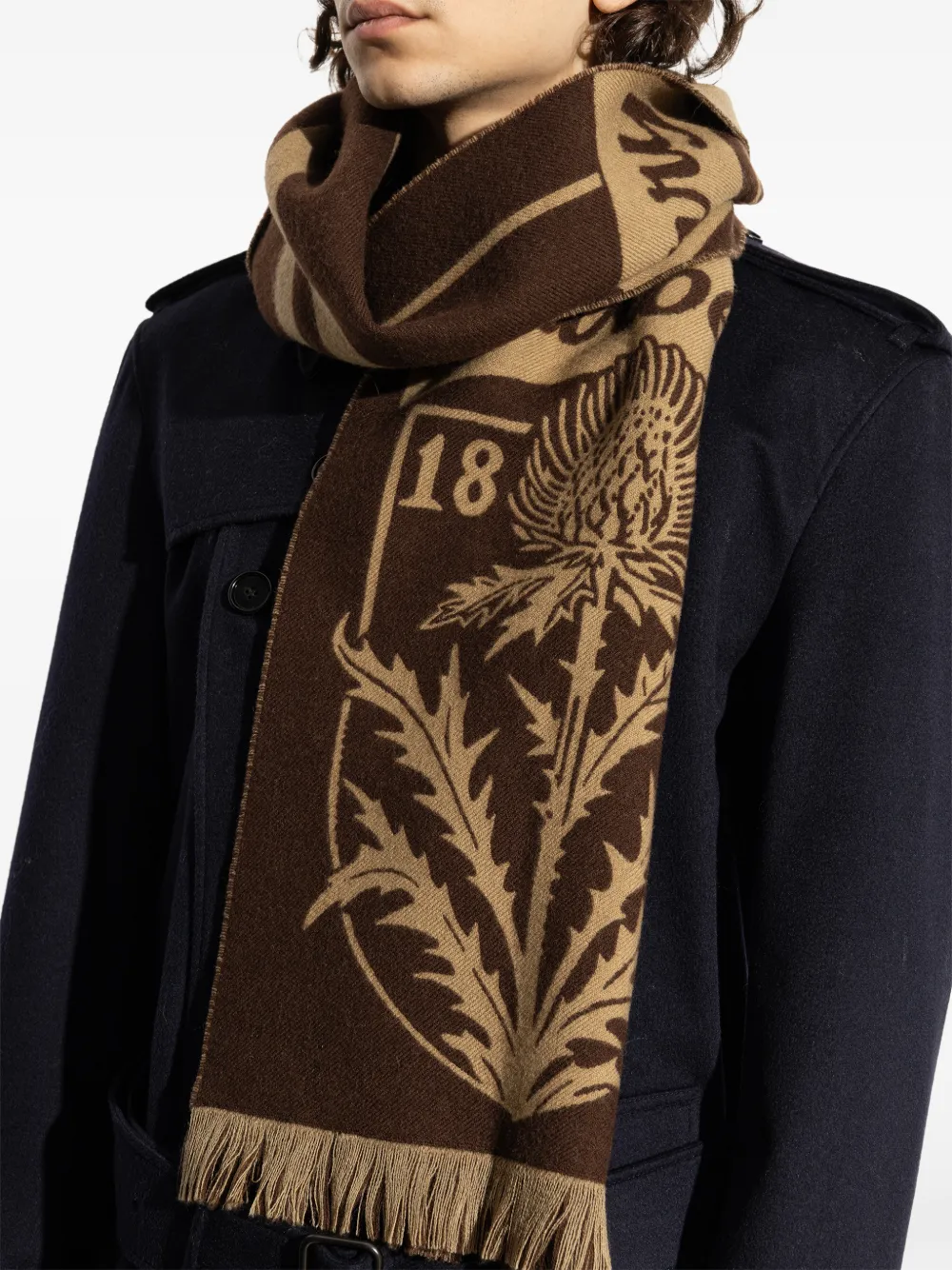 Burberry Thistle Shield wollen sjaal Bruin