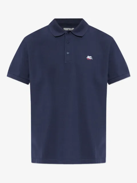 ETRO polo en piqué de coton à broderies Pegaso
