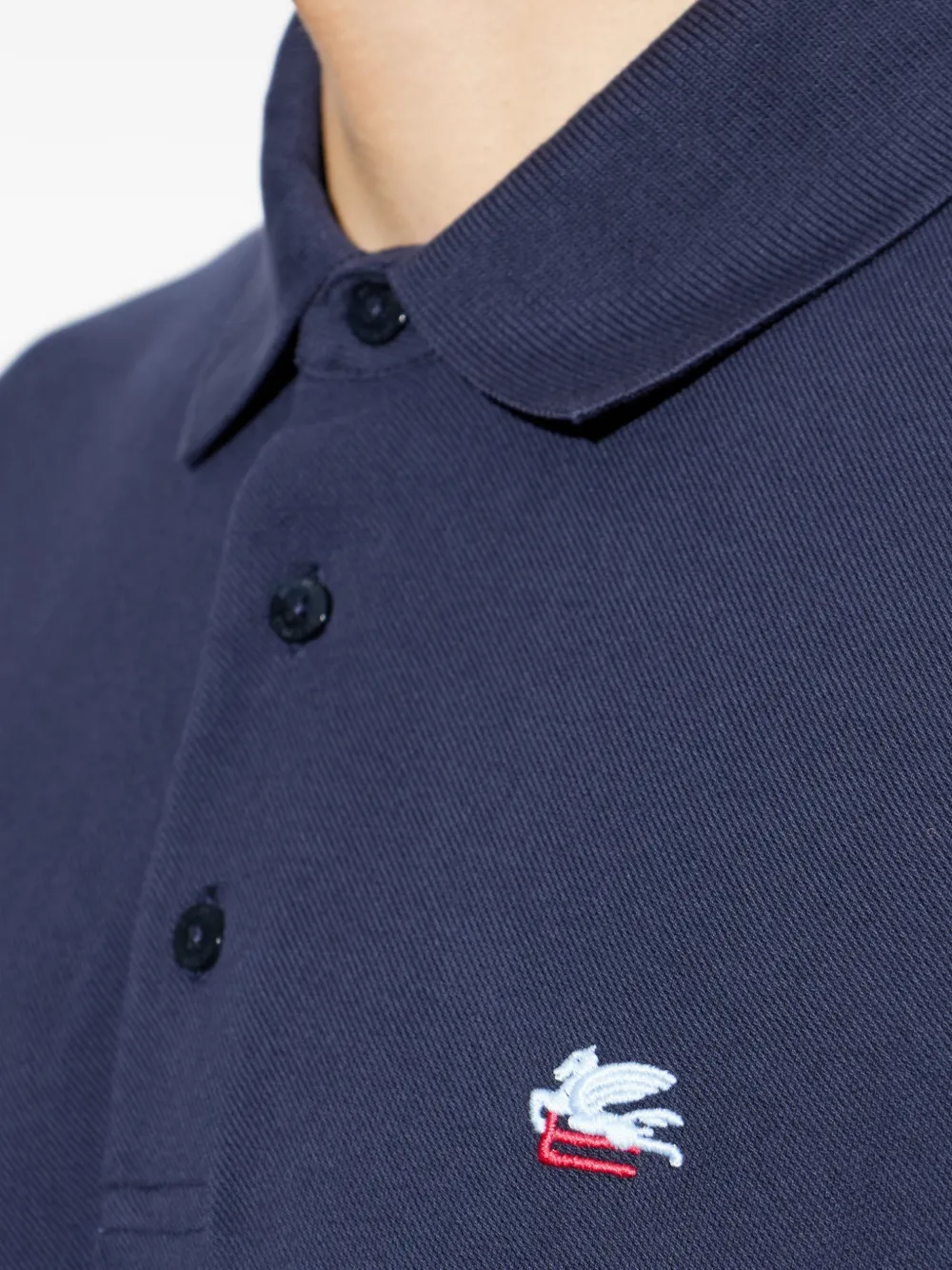 ETRO Katoenen piqué poloshirt met Pegaso-borduurwerk Blauw