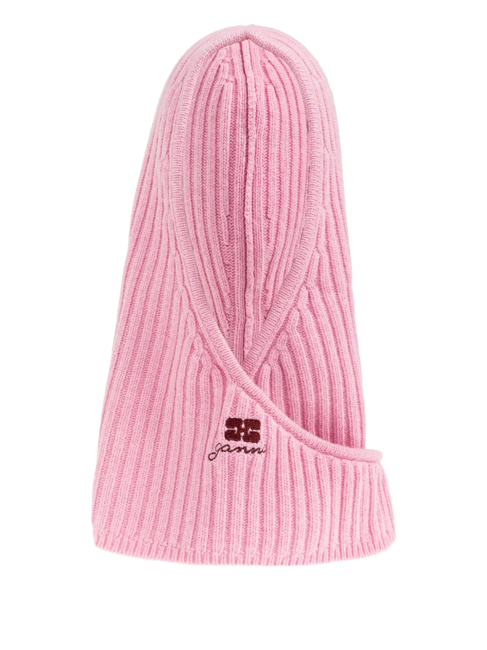 GANNI logo-embroidered knitted hat - Rosa