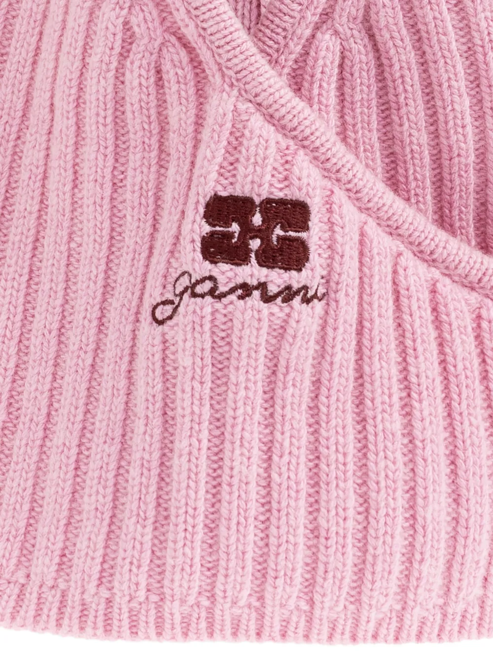  Ganni Logo-embroidered Knitted Hat - Pink 