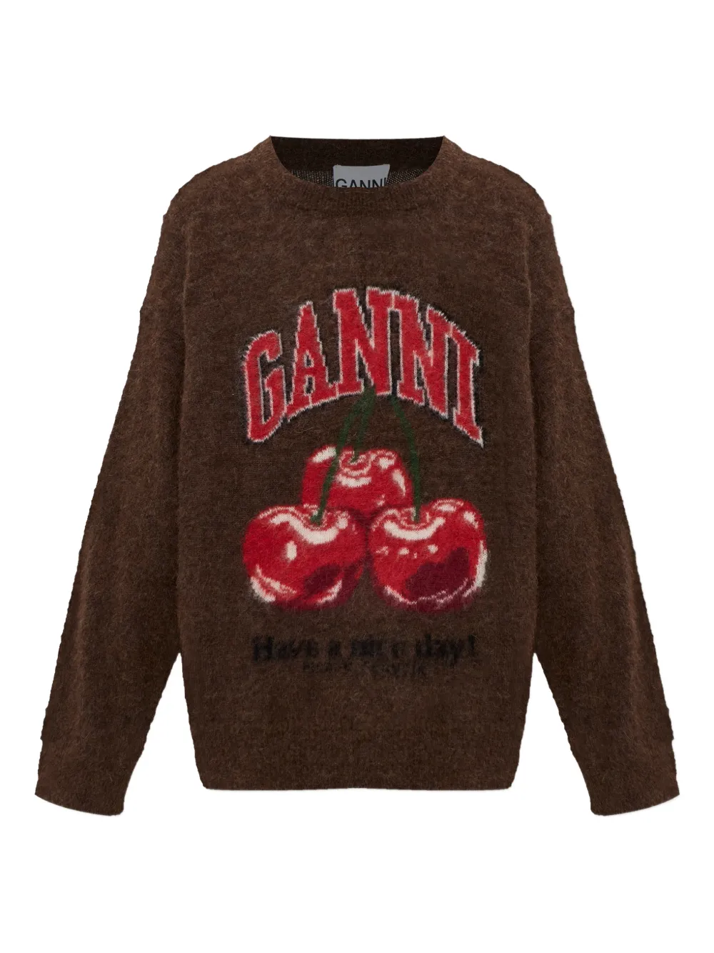 GANNI cherry-graphic sweater - Marrone