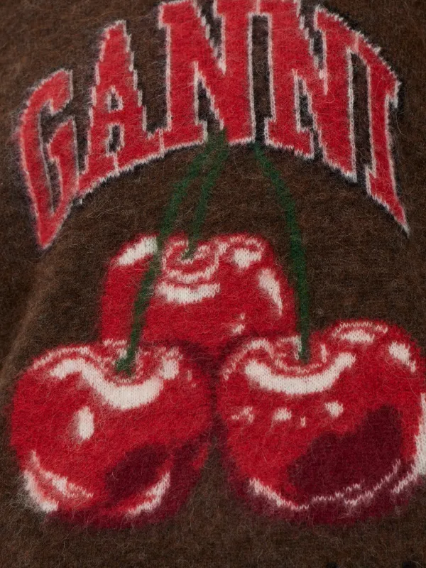 GANNI cherry-graphic Sweater | Brown | FARFETCH