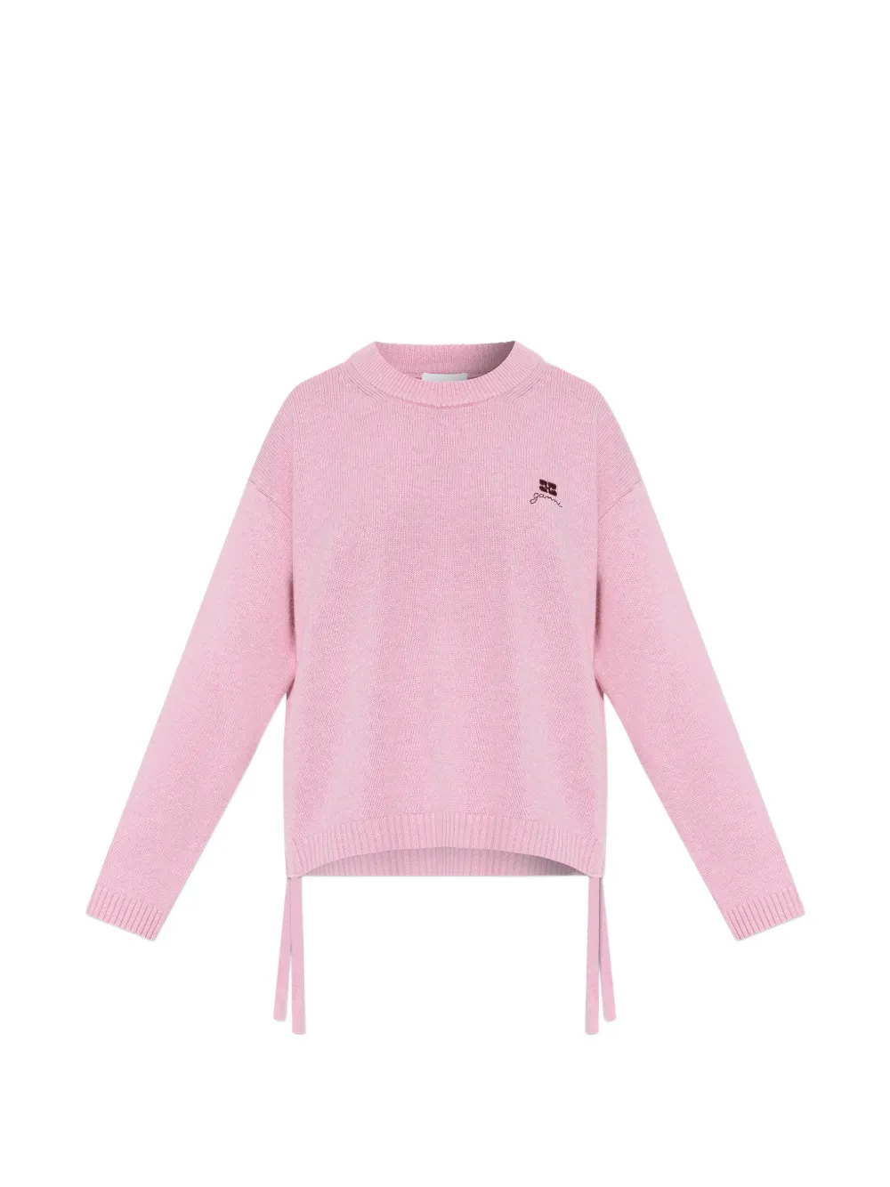 GANNI embroidered-detail side-tie sweater - Rosa