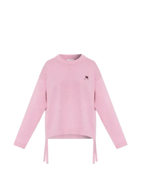 GANNI — embroidered-detail side-tie sweater