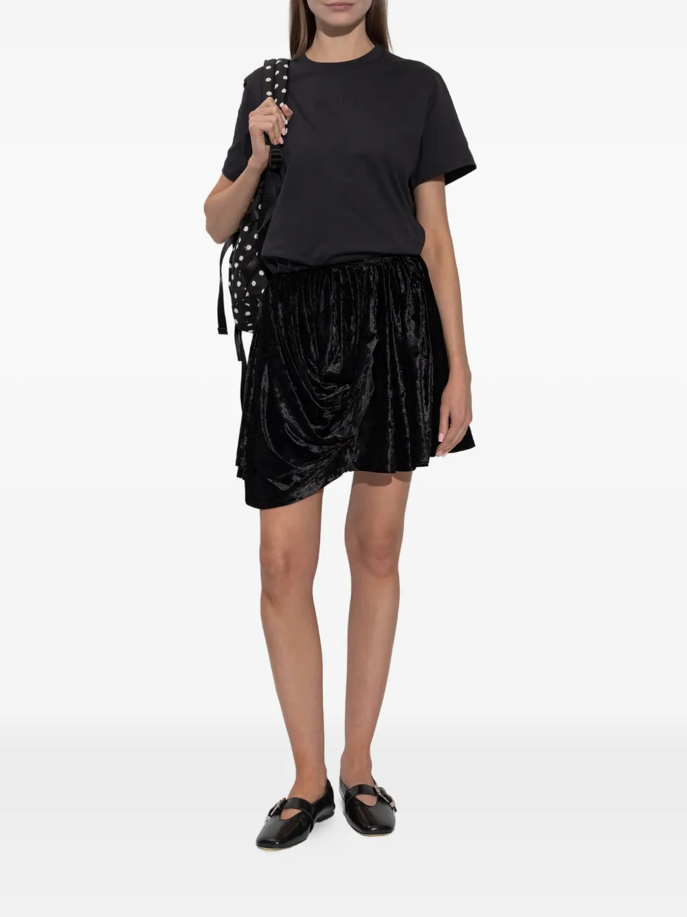 GANNI draped mini skirt - Zwart