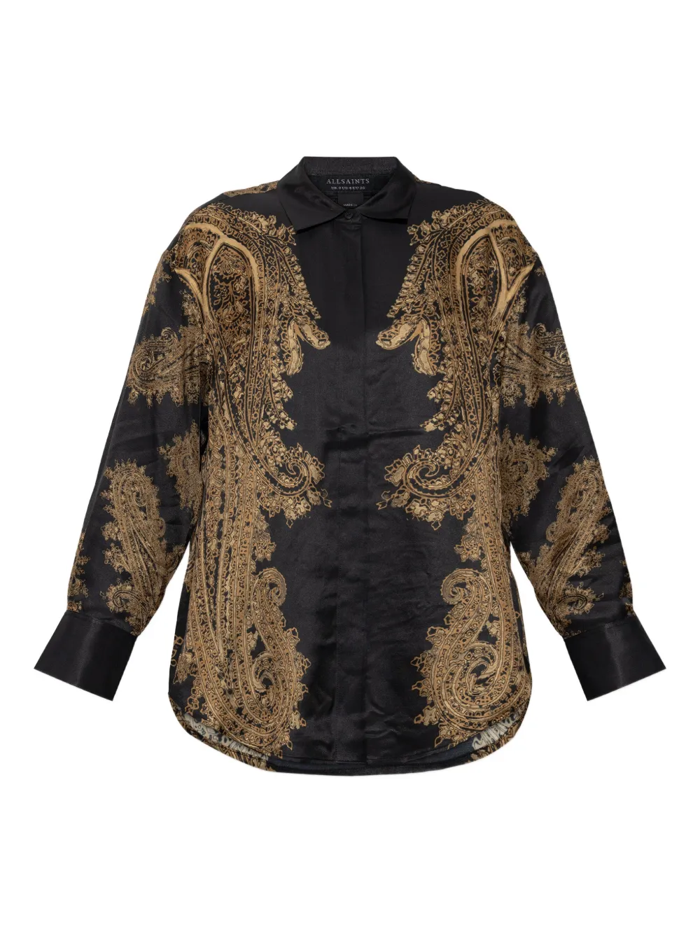 Allsaints Bernie Paisley Blouse In Black