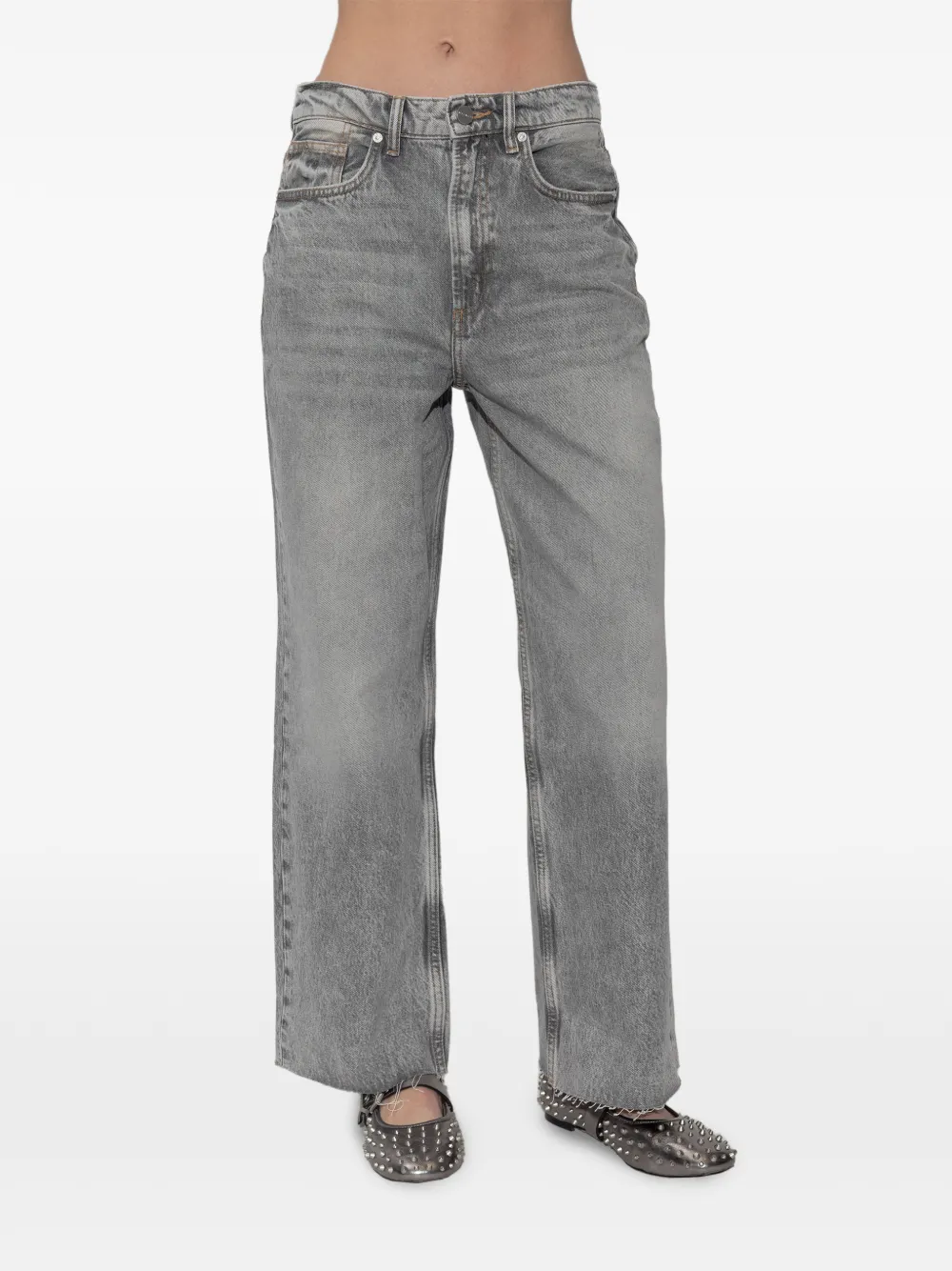  Allsaints Blake Frayed-hem Jeans - Grey 