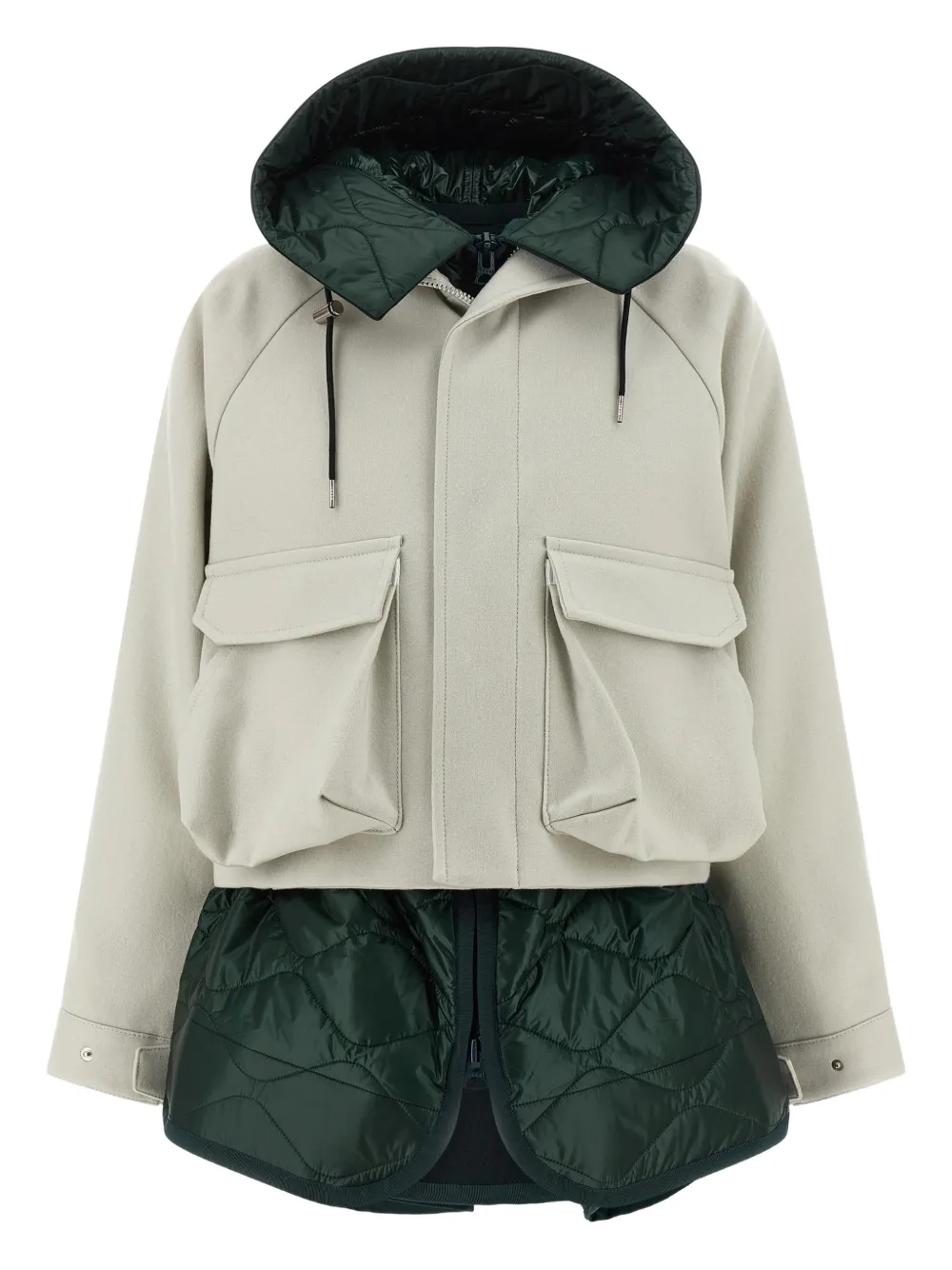sacai Melton hooded jacket - Toni neutri