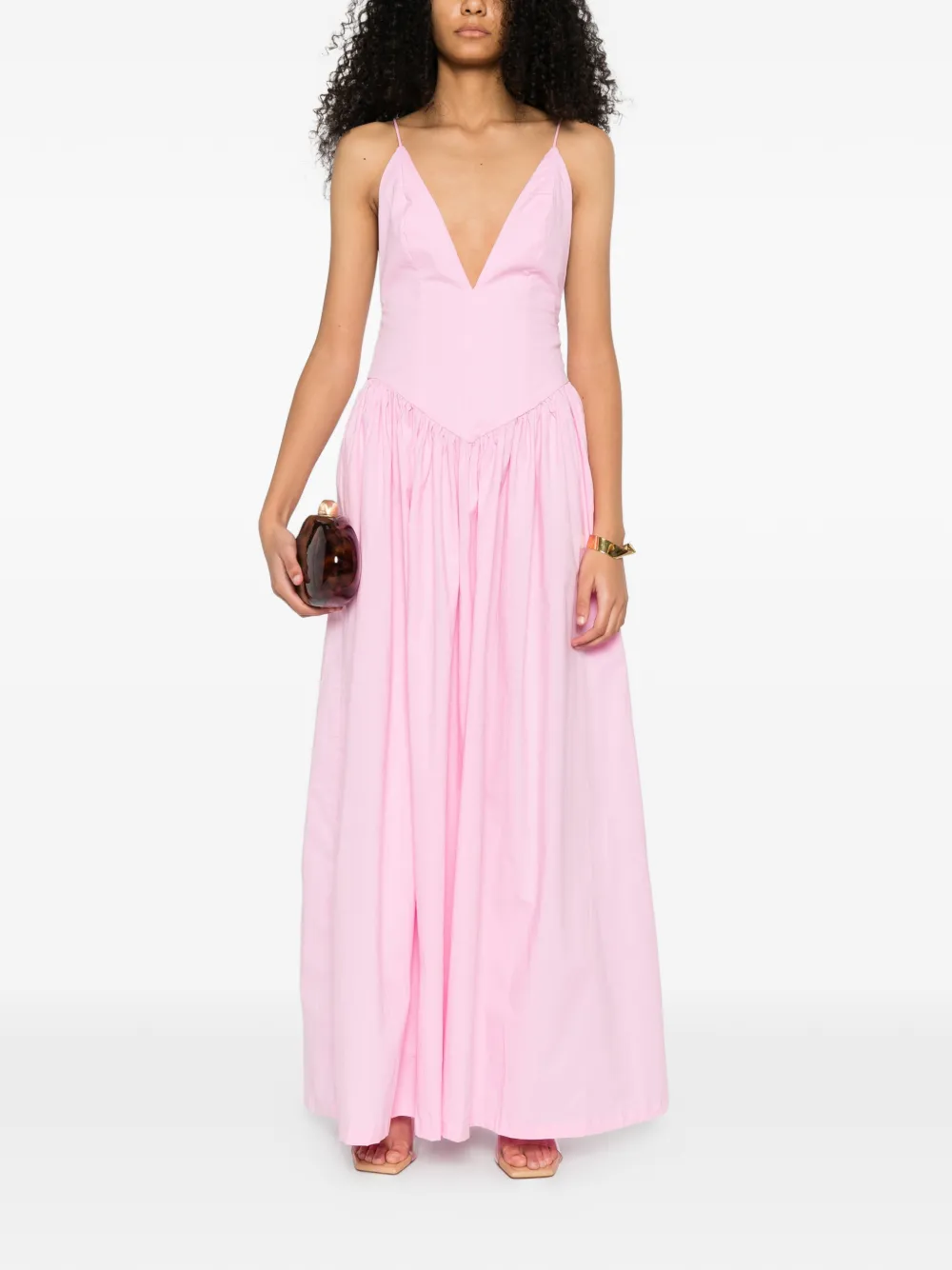 Adriana Degreas Maxi-jurk met V-hals en bandjes - Roze