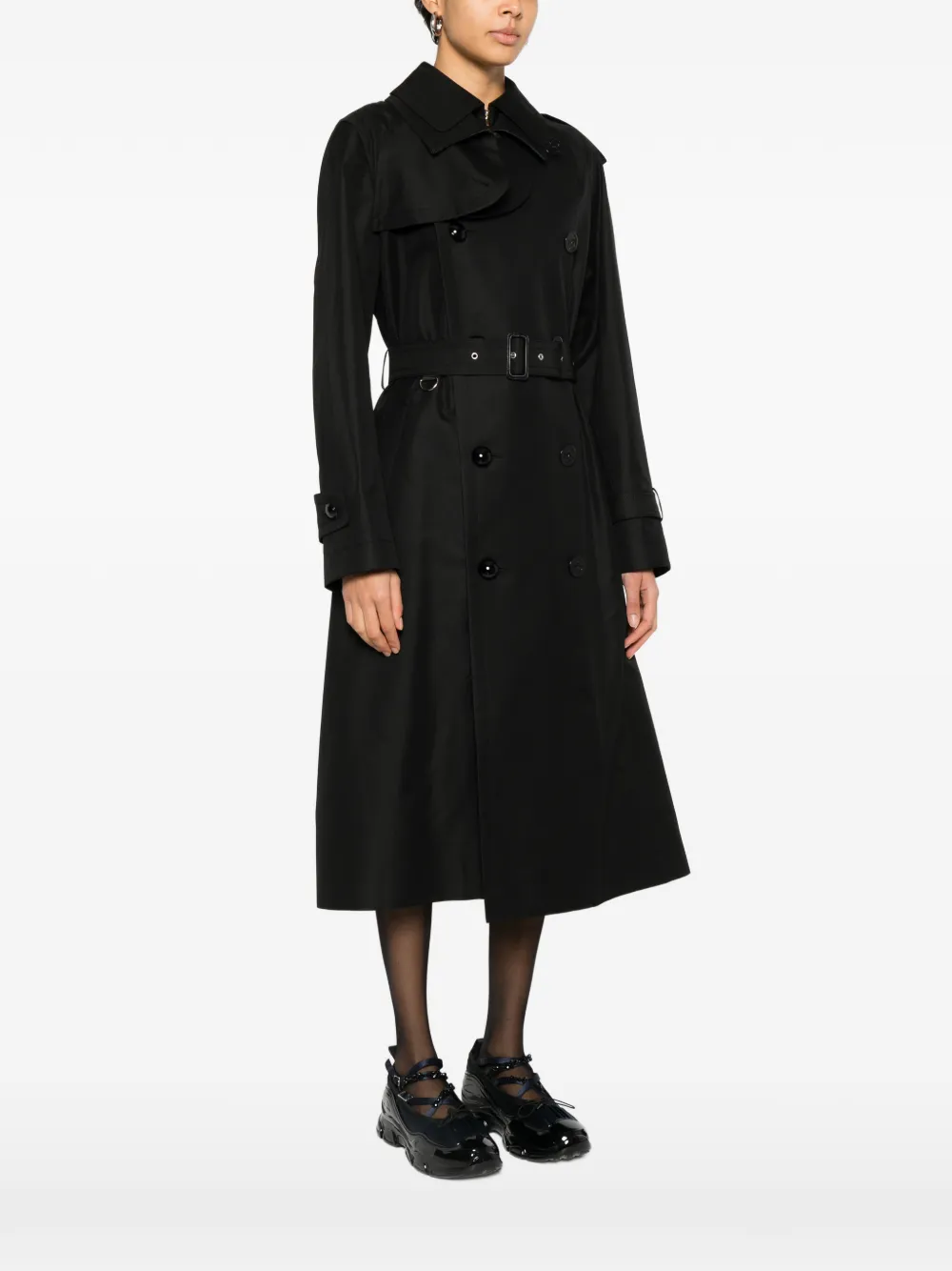  Sacai Belted Double-breasted Coat - Black 