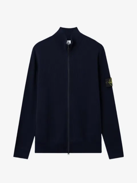 Stone Island كارديغان بحياكة مضلعة وياقة واقفة