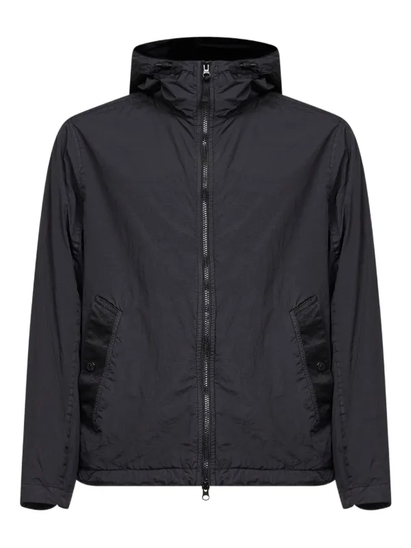 Stone  ブラック ジップアップジャケット Stone Island フーデッド ジップアップ ジャケット | ブラック
