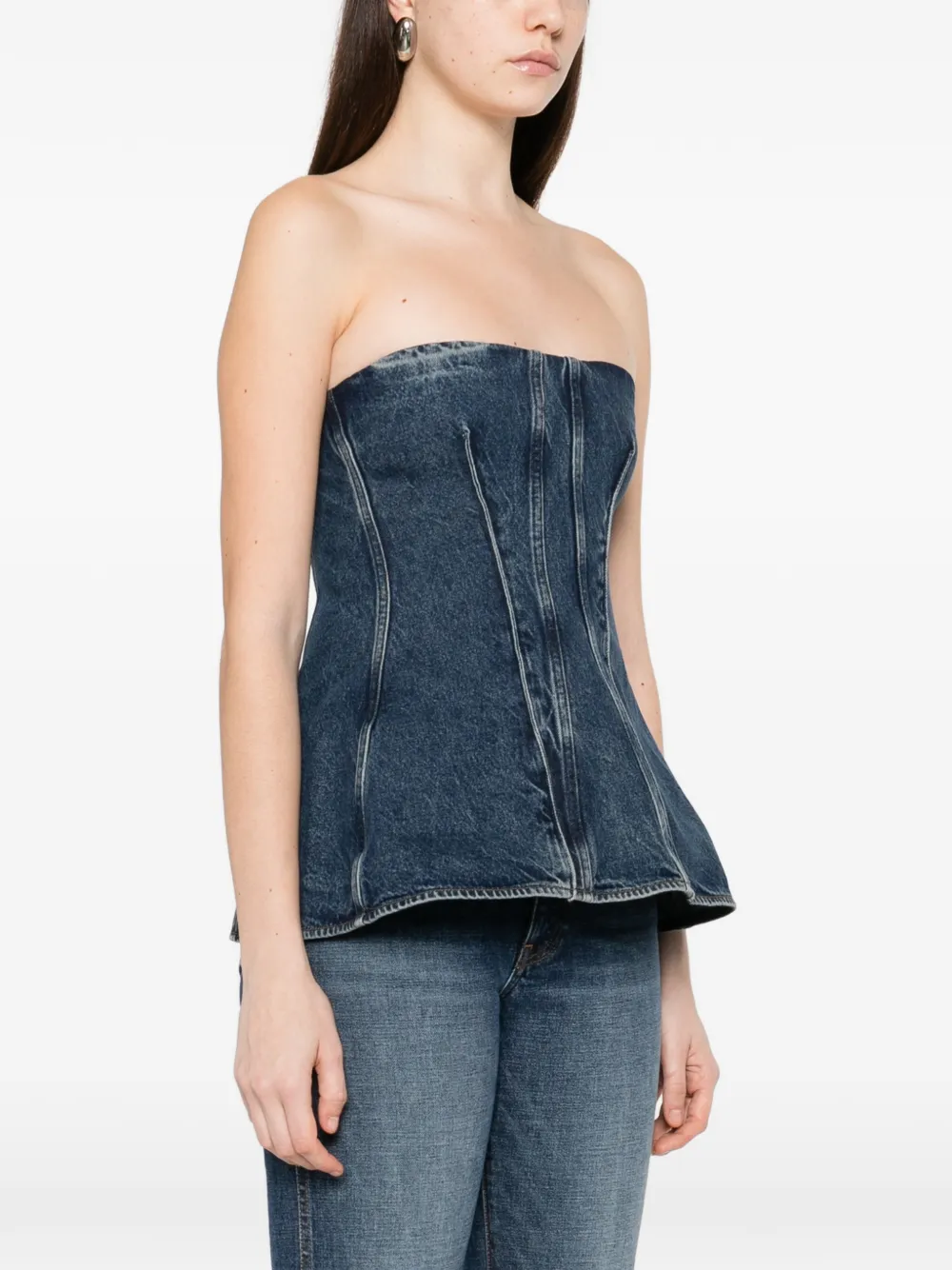 Panelled Strapless Top