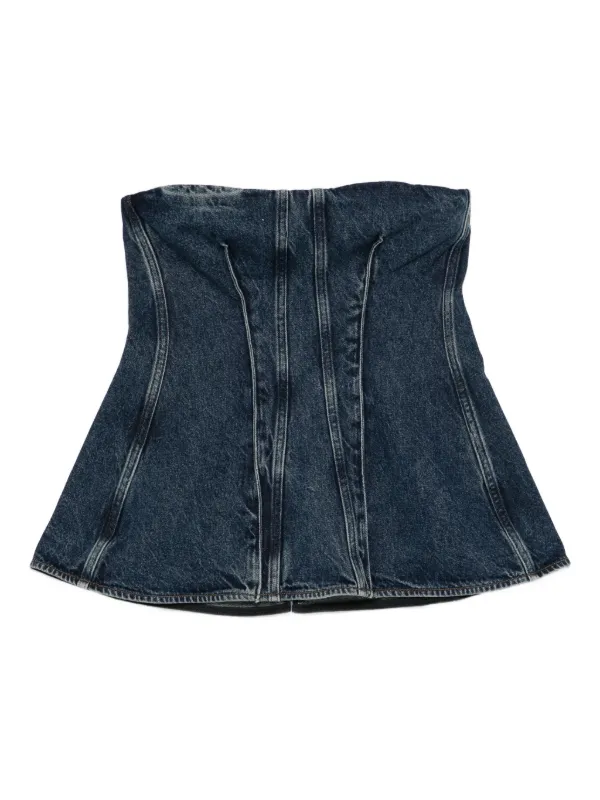 Agolde Panelled Strapless Top in Blue