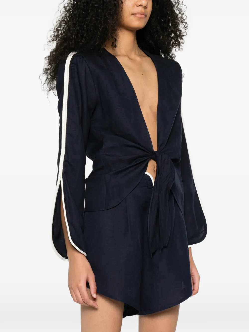  Adriana Degreas Front-tie Blouse - Blue 