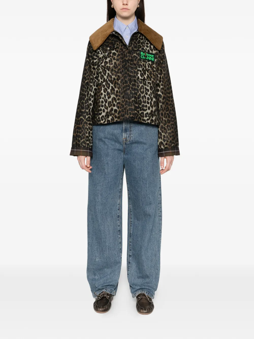Barbour x Ganni leopard-print corduroy-collar jacket | Varsity Jackets | Image 2
