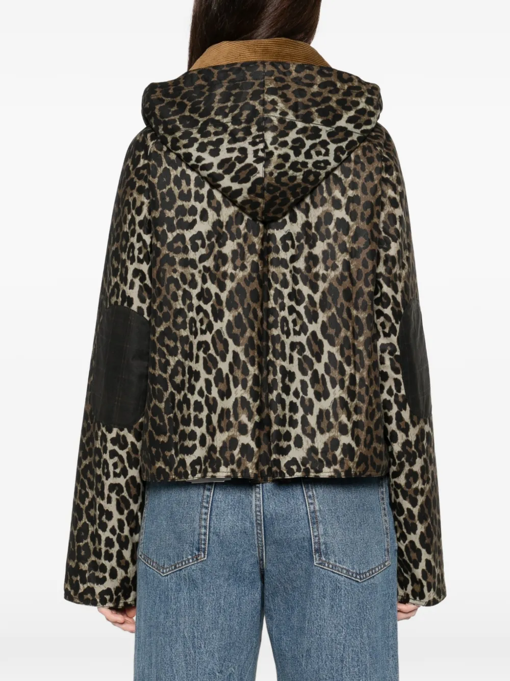 X Ganni Leopard-Print Corduroy-Collar Jacket
